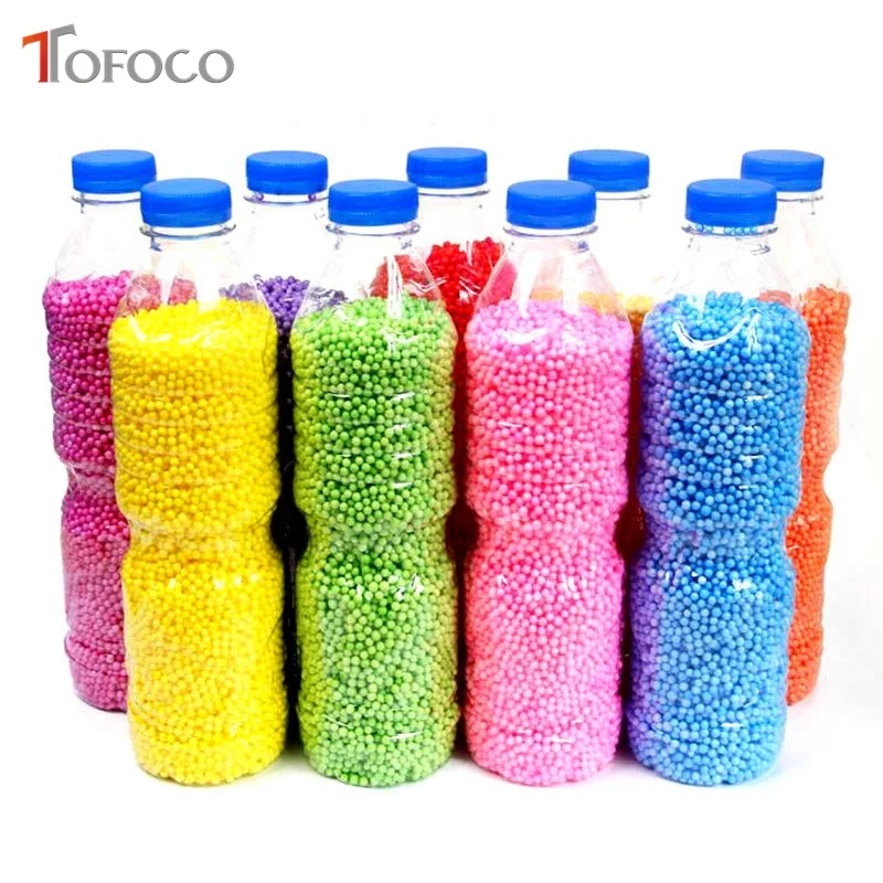 

TOFOCO 500ml/Bottle DIY Snow Mud Particles Accessories Slime Balls Small Tiny Foam Beads For Floam Filler For DIY Supplies 2-4mm