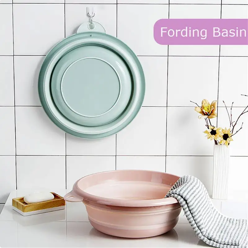 

Hanging Thicken Folding Basin Portable Washbasin With Hanging Holes Creative Baskets Laundry Storage & Organization