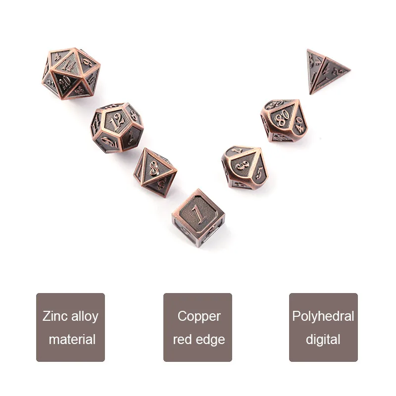 Chengshuo dnd dice metal rpg sets dungeons and dragons polyhedral 7pcs d20 10  6 8 12 Zinc alloy dice bronze table games digital