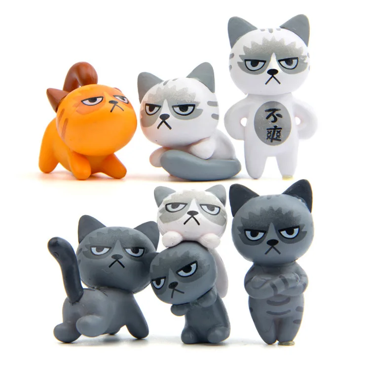 

6pcs/set pvc 3-4cm anime cartoon cute cat baby boy girl toys Meat plant accessories action & toy figures doll anime kids toys