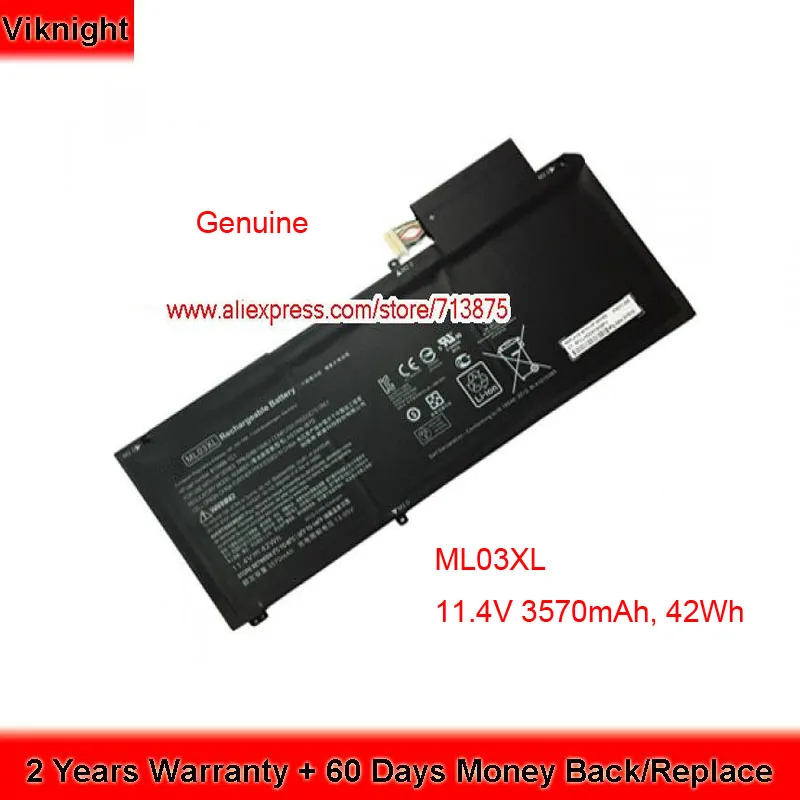 

Genuine 11.4V 42Wh ML03XL HSTNN-IB7D Battery for HP Spectre X2 Battery 12-a000 Laptop Battery