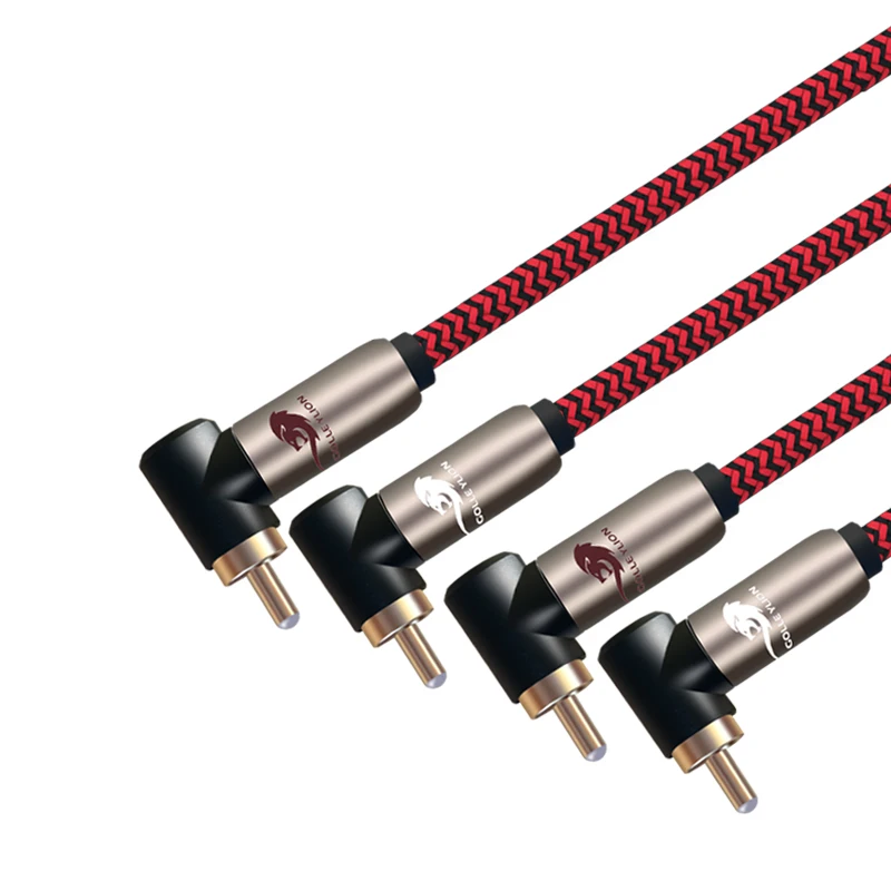 

Hifi Angled RCA Cable Dual RCA to Dual RCA Cable for TV DVD Speaker Sub-woofer Amplifier OFC Audio Cable 1M 2M 3M 5M 8M 15M