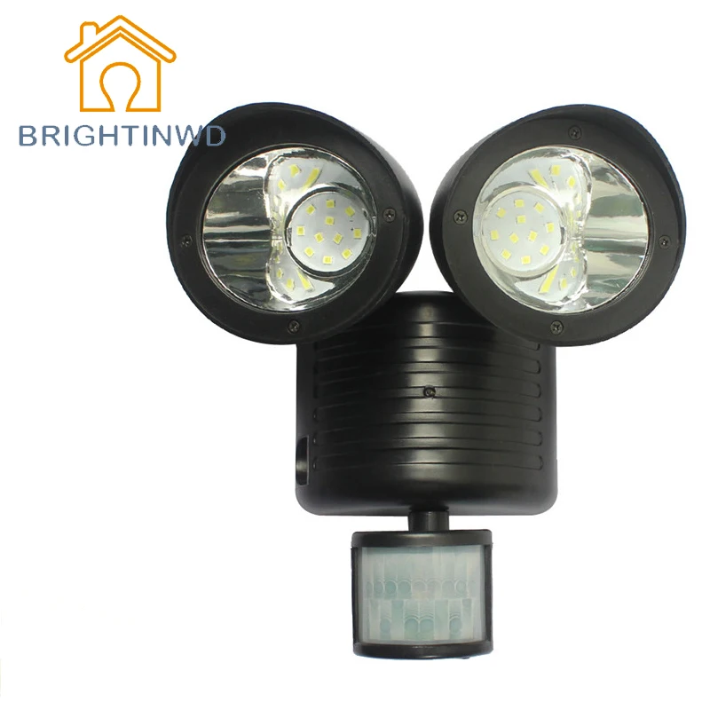 

22LEDs PIR Motion Sensor Light LED Solar Powered Lamp Rotatable Double Twin Dural Heads Security Wall Lamp for Outdoor Garden
