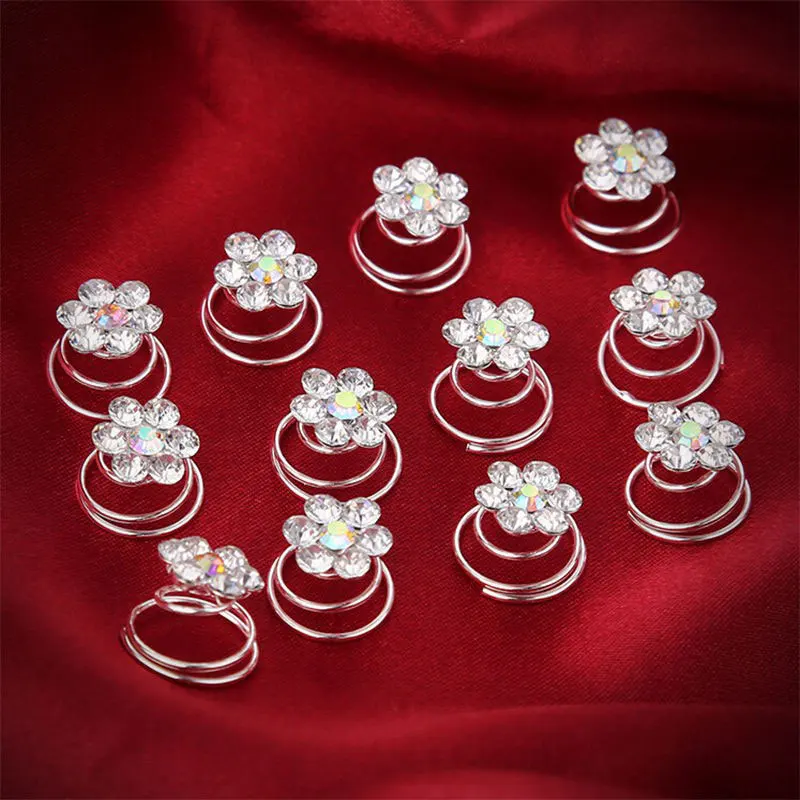 

24pcs Hair Accessories Hairdressing Tools Hair Clip Hairpins Hairdressing Stylists Rhinestone Flower Swirl Spiral Hair Braider