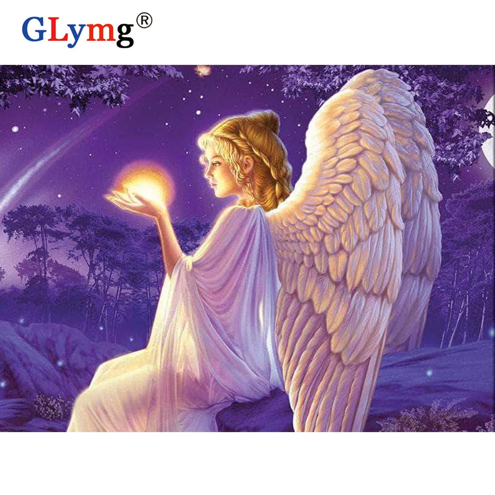 

GLymg 5D Diy Diamond Embroidery Angel Child Diamond Painting Cross Stitch Full Square Drill Mosaic Kit Picture Wall Decoration
