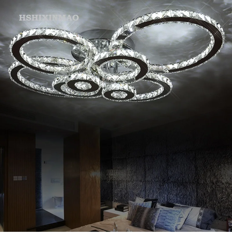 US $103.20 Modern Creative LED Ceiling Lamp Living Room Bedroom Ring Crystal Indoor LED Shine Dimming Ceiling Light Fixtures AC110240V