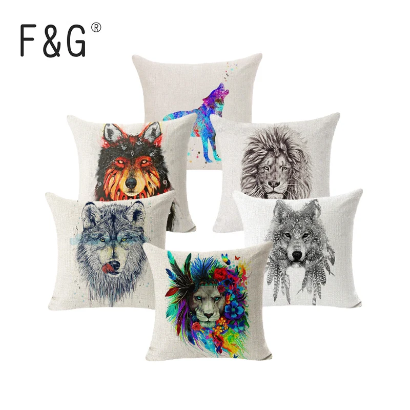 

Nordic Christmas cushion covers Geometric Cotton Linen Pillow Case Leopard Wolf Cheetah Home Decorative sequin Pillow Cover