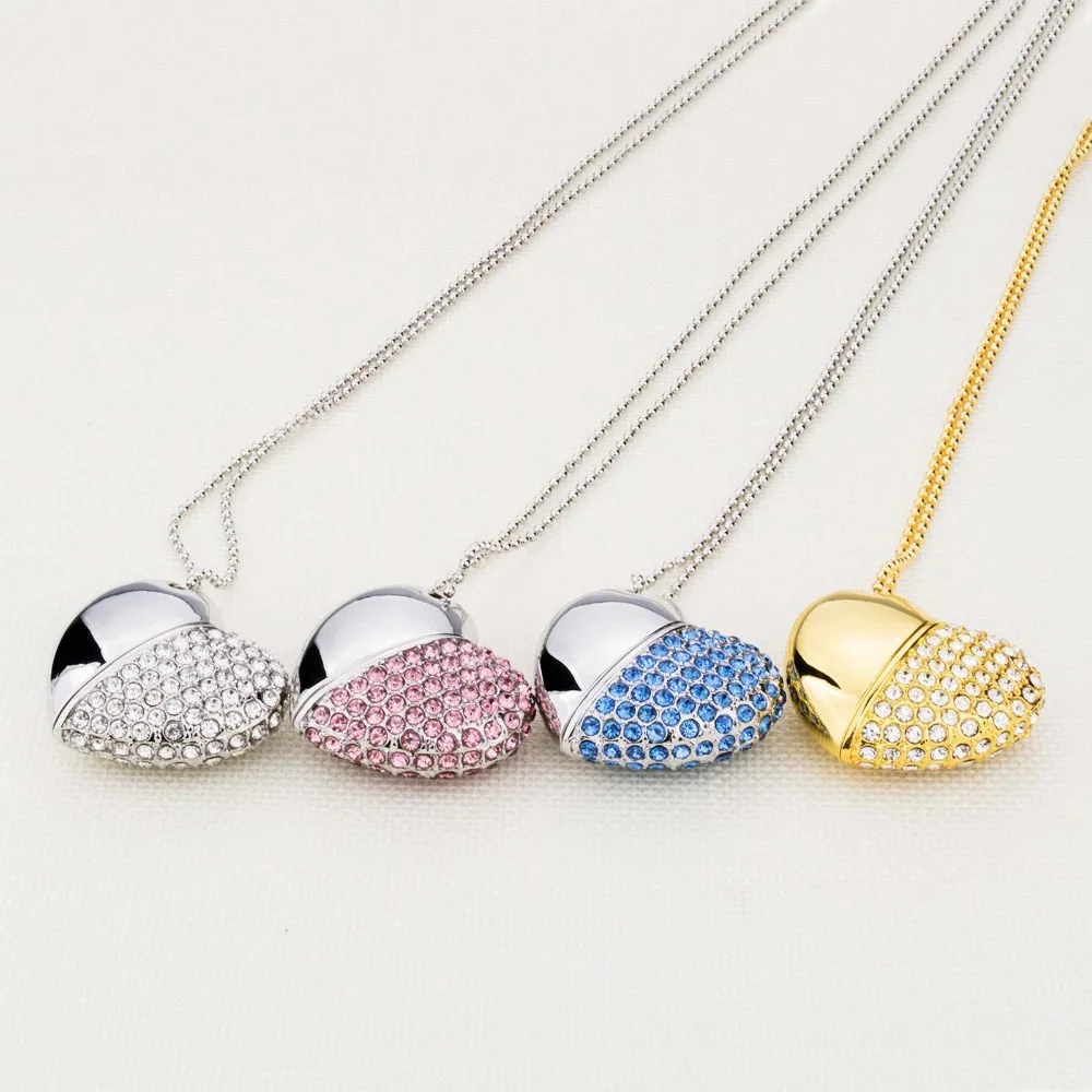 

J-boxing USB Flash Drive 16GB Crystal Heart Design Thumb Drives 4GB 8GB USB 2.0 Memory Stick 32GB for Computer Laptop 5PCS/Lot