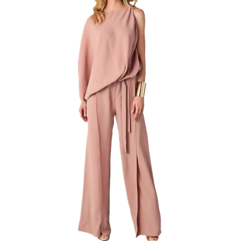 Fashion One shoulder Long Sleeve Jumpsuit Plus Size 3XL