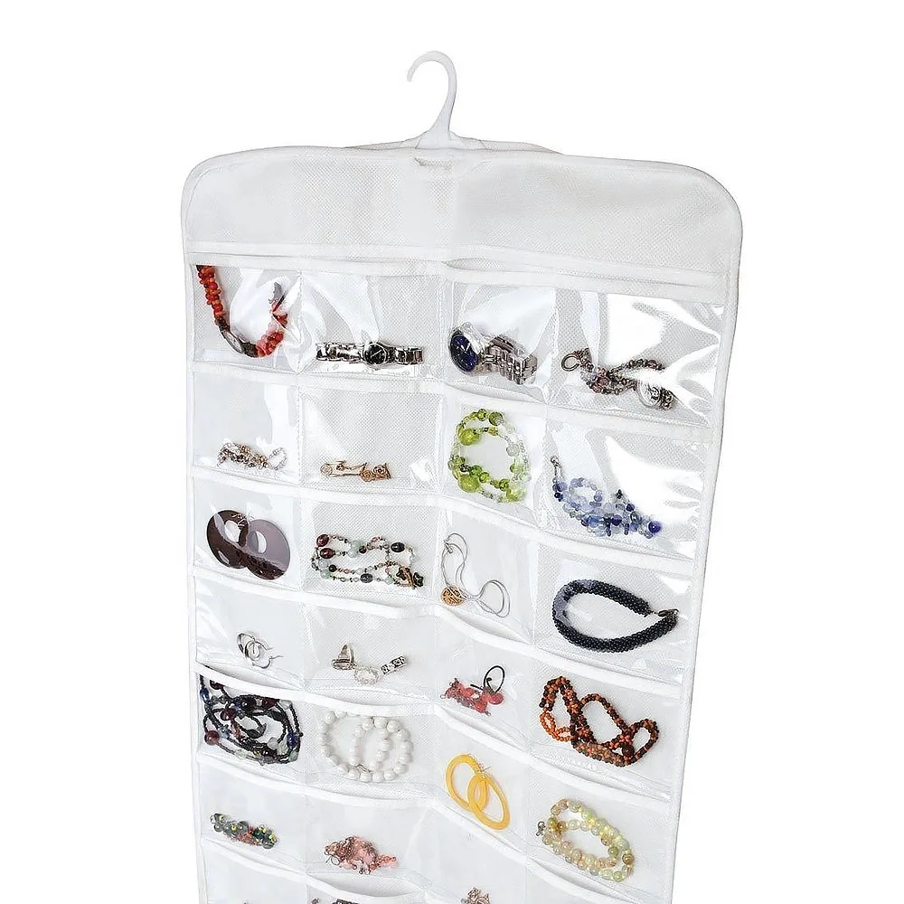 72 Pocket Jewelry Bag Hook Bracelet Ring Necklace Earring Holder Hanging Kitin Jewelry