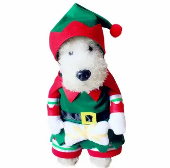

1pcs dogs cats fashion festival costume pet dog cat funny Christams ELF clothes set doggy winter warm overcoat puppy jackets
