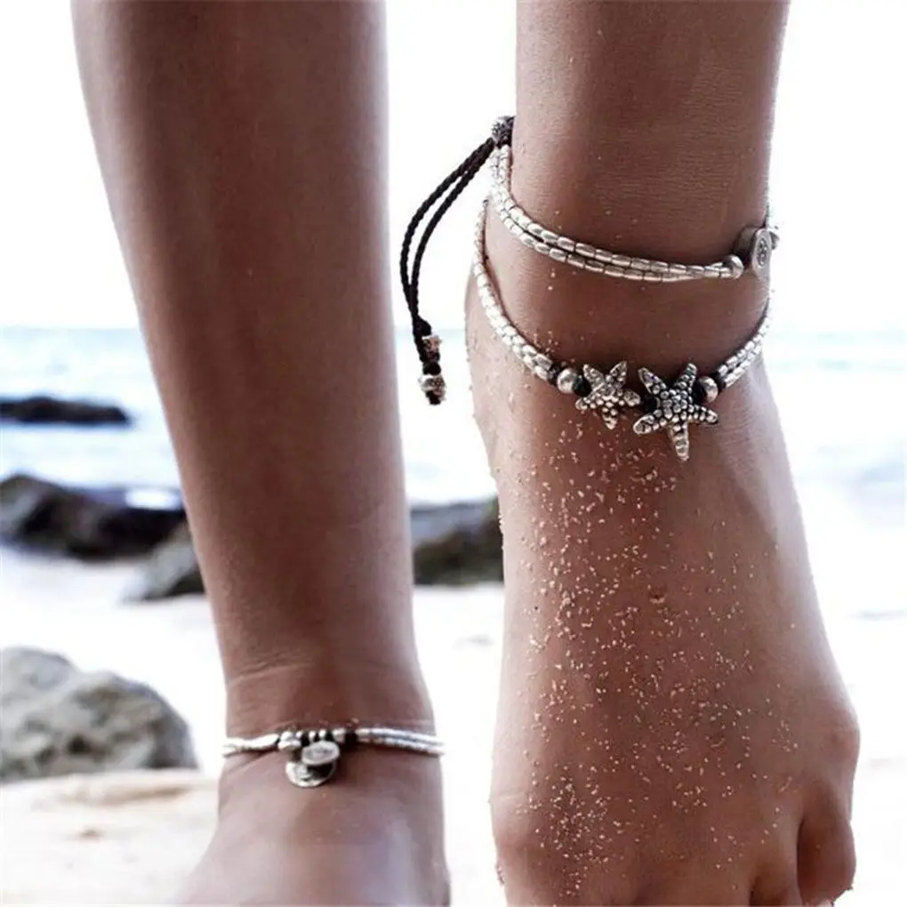 

Starfish/Symbol Pendant Women Girl Beach Anklet Ankle Chains Alloy Fashion Adjustable Foot Chain Jewerly