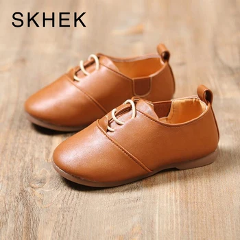 

SKHEK Children Shoes Boys Rubber soles Genuine PU Leather Shoes Fashion Casual Stylish For Kids Boys Sneaker