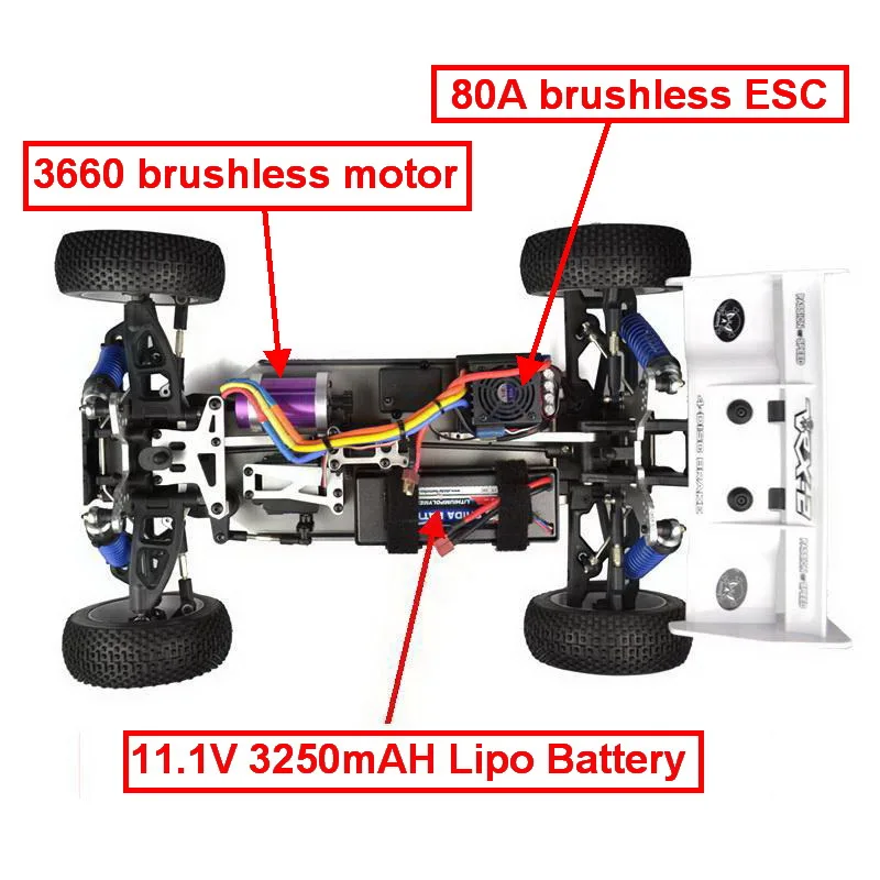 VRX Racing RH812 бесщеточный 1/8 масштаб Электрический внедорожный Радиоуправляемый автомобиль, автомобиль с дистанционным управлением, 80A ESC/3660 motro/11,1 V 3250mAH Lipo аккумулятор