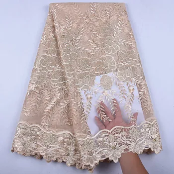 

Nigerian Lace Fabric 2019 High Quality Laces African Lace Fabric Embroidered Nigerian Tulle Lace Fabric With Stones For SewF1578
