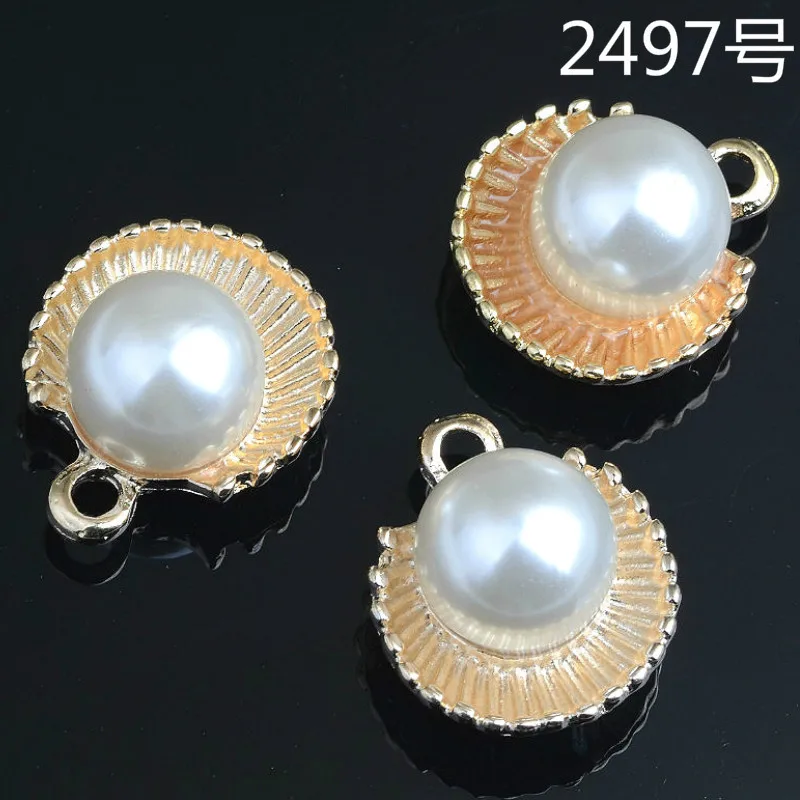 High quality 50PCS/Lot 18mm*21mm Gold color simulated pearl shell