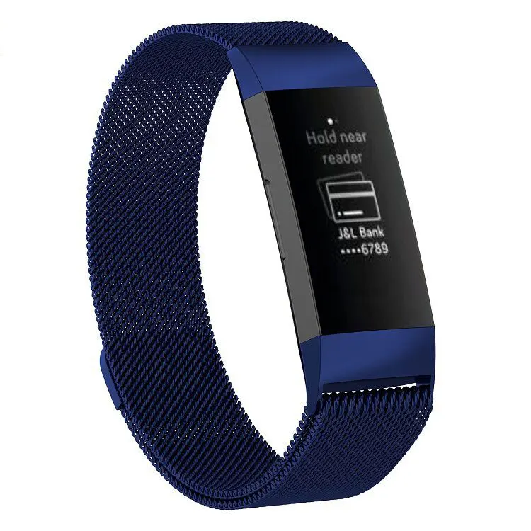 HANGRUI S/L Магнитный петля ремешок для Fitbit Charge 3 Нержавеющая сталь для женщин для мужчин спортивный ремешок для Fitbit Браслет часы - Цвет: blue