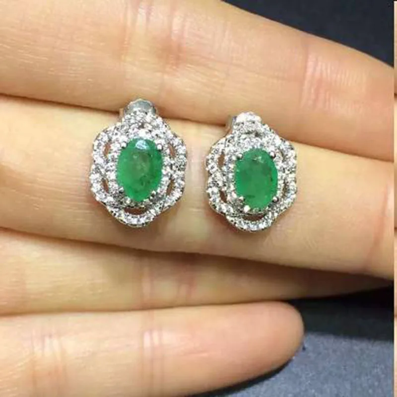 

Pendientes Mujer Qi Xuan_Fashion Jewelry_Colombia Green StoneElegant Earrings_S925 Solid Silver Earrings_Factory Directly Sales