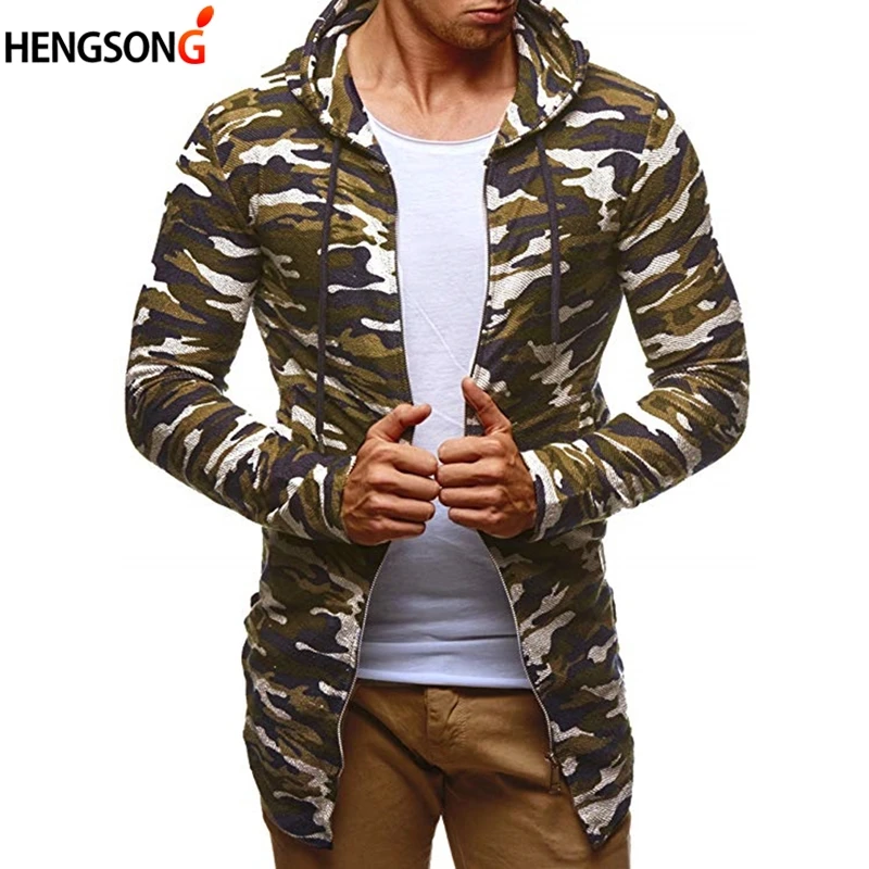 

Men's Hoodies Tracksuit Autumn Spring Drawstring Hat Pocket Hooded Sweatshirt Long Sleeve Zip Slim Irregular Hem Coat Outerwear