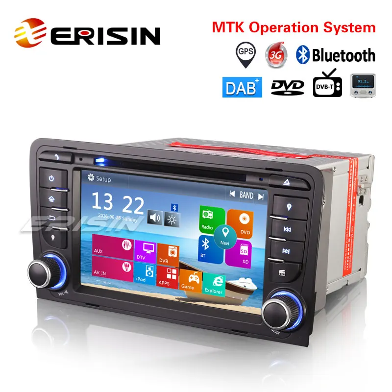 Erisin ES7147A Wince 6 0 2 Din 7 дюймовый автомобильный DVD плеер MTK GPS Sat Nav 3G DAB + Bluetooth система для