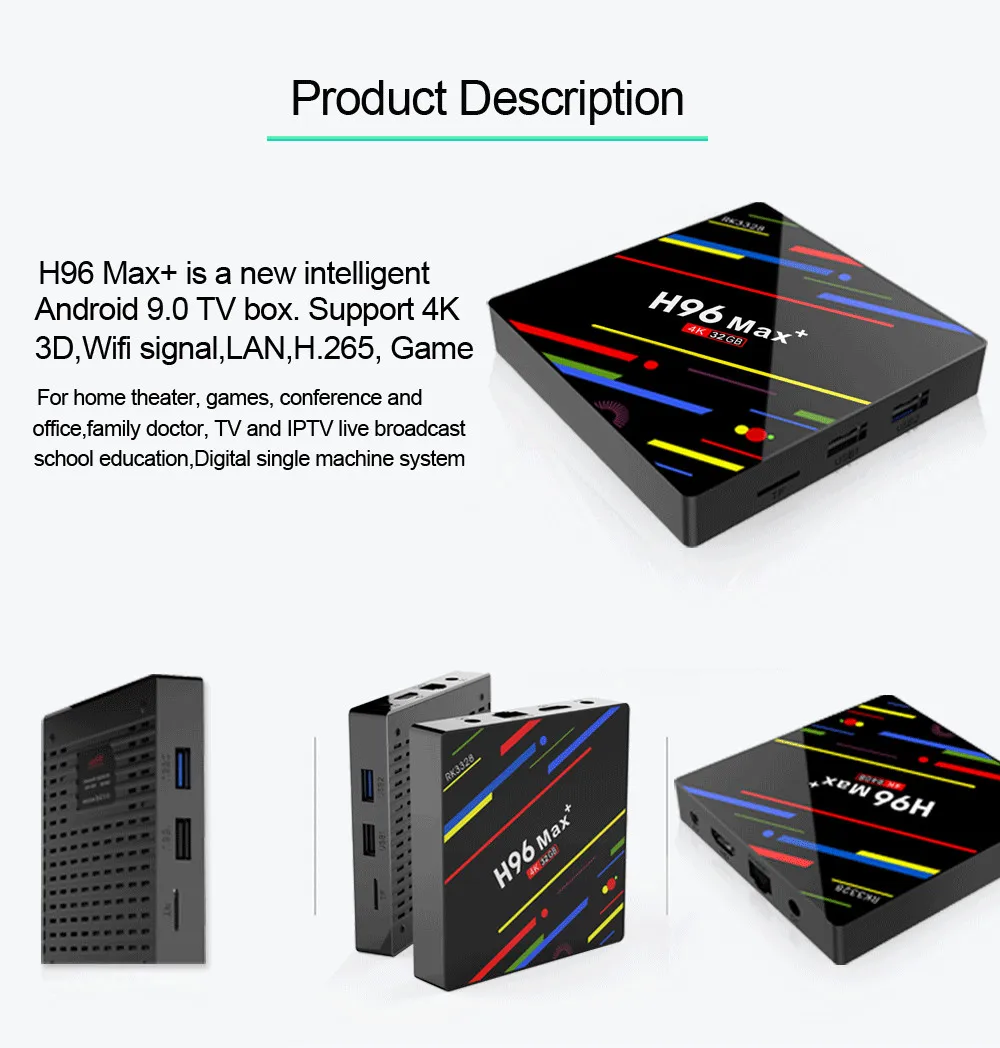 ТВ-бокс H96 MAX Plus Android 9,0 Smart set top Box RK3328 4 ГБ 32 ГБ 64 Гб 5 г Wifi 4 K H.265 медиаплеер H96 Pro H2 PK X96 MAX