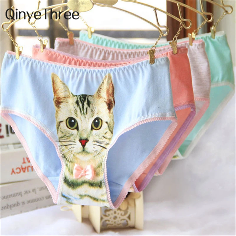 

Hot Selling Cotton Panties Women's Underwear Briefs 3D Printing Panty Cat Panties Sexy Girls Lingerie Intimates Women calcinha