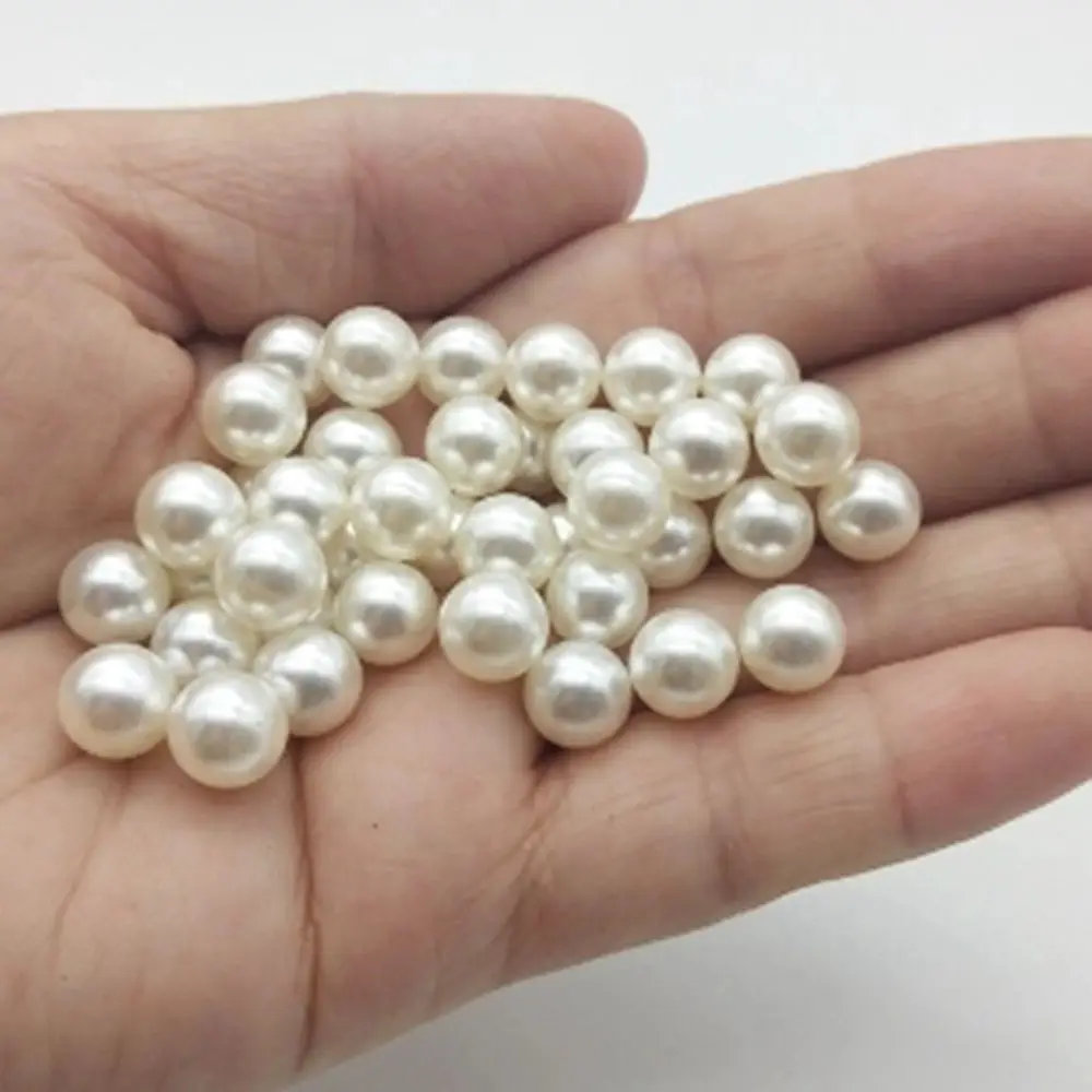 

4/6/8/10mm No Hole Ivory/White ABS Imitation Pearls Round Beads DIY Bracelet Earrings Charms Necklace Beads For Jewelry Making