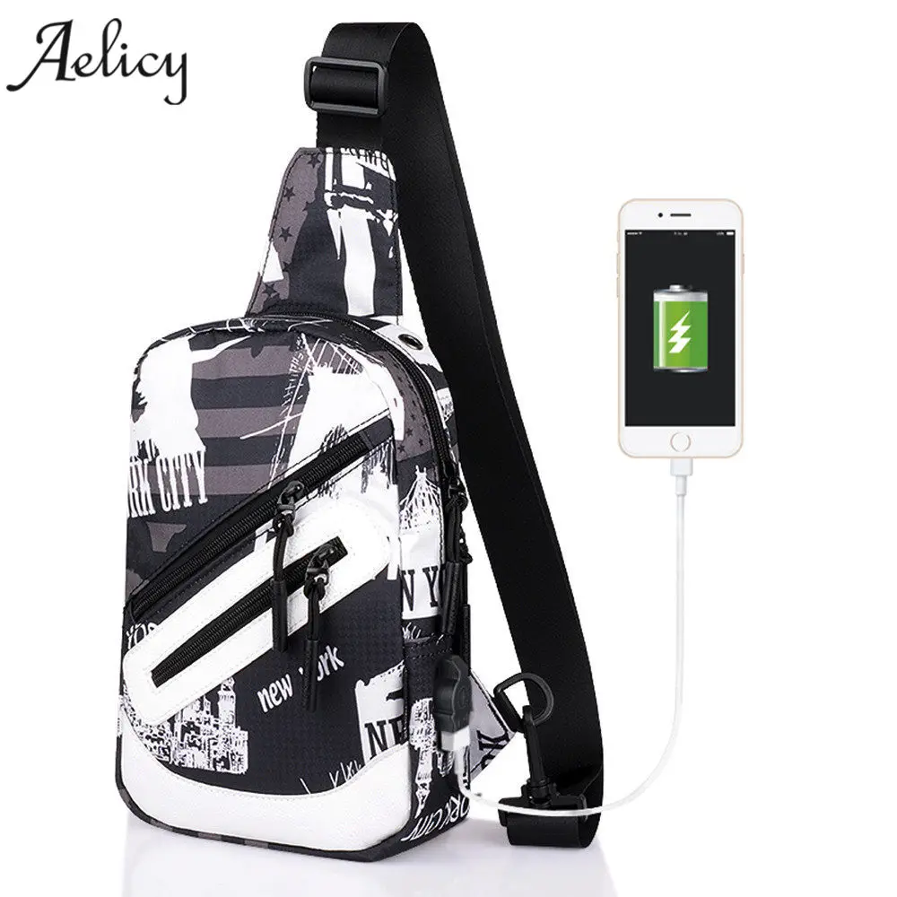 Aelicy جديد الصيف USB تصميم أكسفورد حقيبة صدر للرجال الرجال و الإناث حقيبة رافعة واحدة الكتف حزام الظهر حقيبة كبيرة قدرة Crossbody حقيبة