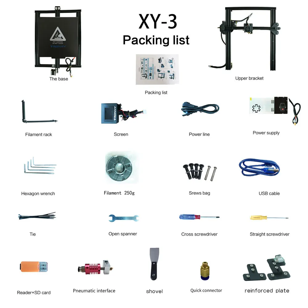 Новейший полностью металлический 3D-принтер Tronxy XY-3 быстрая сборка Магнитная Тепловая бумага 310*310 мм Горячая кровать 0,25 кг PLA нить в подарок