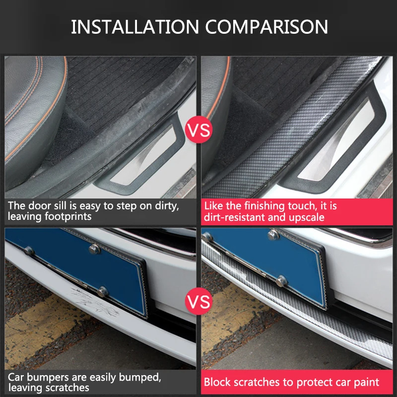 Car Stickers Styling 5D Carbon Fiber Rubber Door Vinyl Sill Protector Goods Bumper Decorative Strip For KIA Ford etc Accessories (3)
