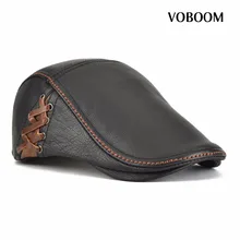 VOBOOM, осенне-зимняя кожаная плоская кепка для мужчин и женщин, золотой плющовый таксистский головной убор, Duckbill Boina, береты, 176