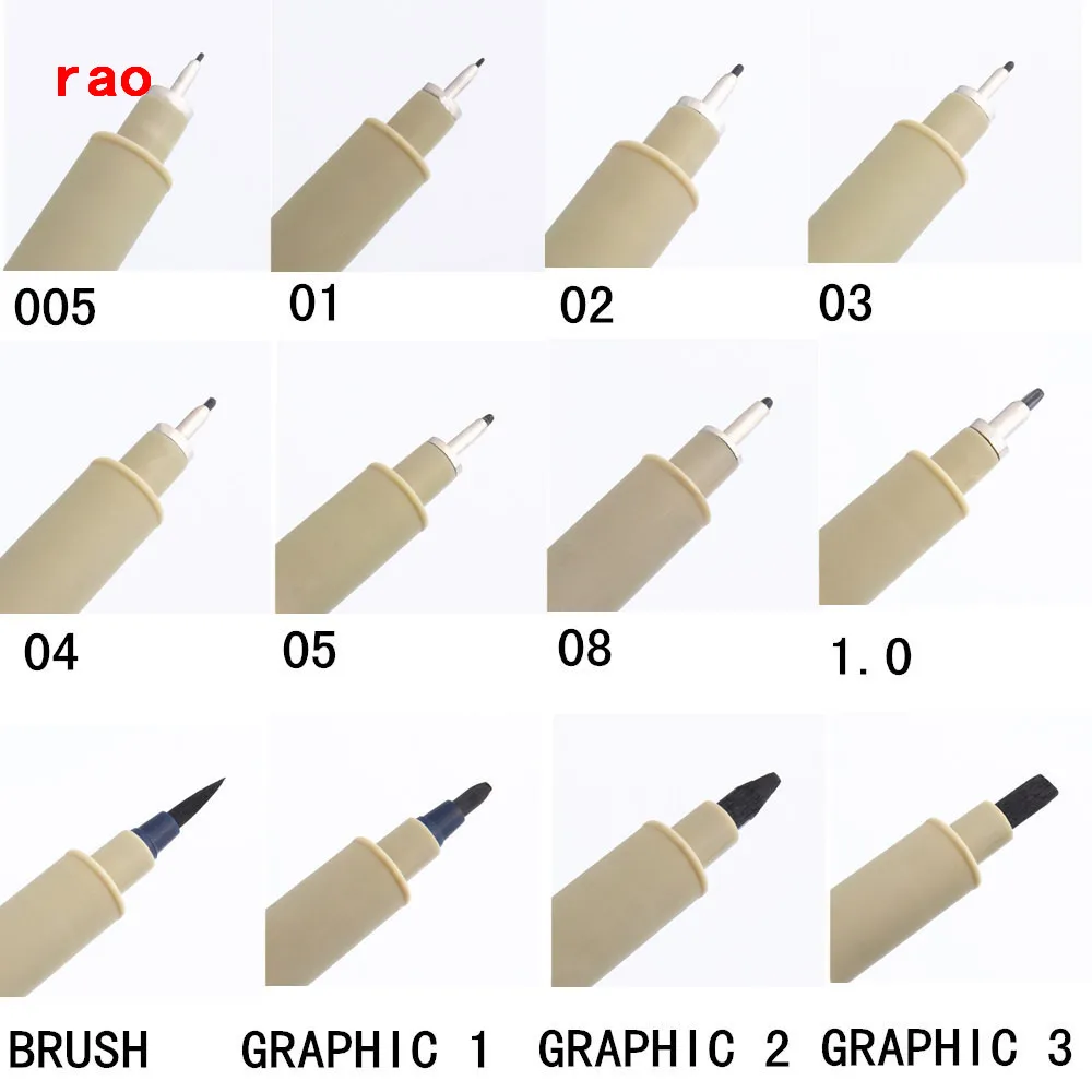 Водонепроницаемый чертежная ручка тонкой линии искусства чернильные Маркеры Черный 0,05 0,1 0,2 0,3 0,4 0,5 0,8 1,0 кисть Манга Аниме комиксов ручка товары для рукоделия