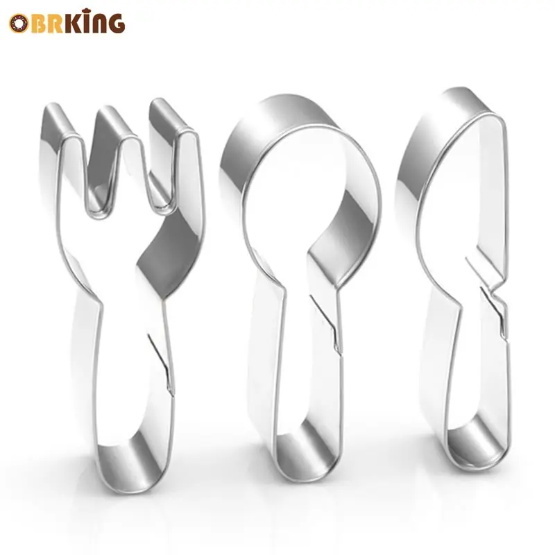 

OBRKING 3Pcs Fork Spoon Knife Shape Cookie Cutter Molds Cookie Fondant Biscuits Cake Decorating Kitchen Baking Pastry Supplies