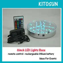 10 шт. DHL перезаряжаемый кальян декоративный фонарь светодиодный база для стеклянные трубки для курения 6 дюймов свет с пультом дистанционного управления украшение в середине стола для свадеб