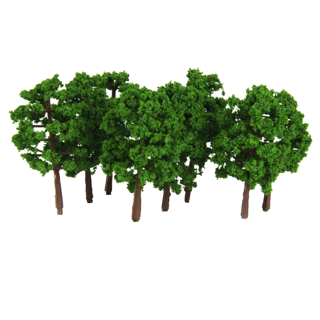20PCS 1:150 Scale Plastic Model Trees Toys Train Railroad Scenery Play Decor Dark Green