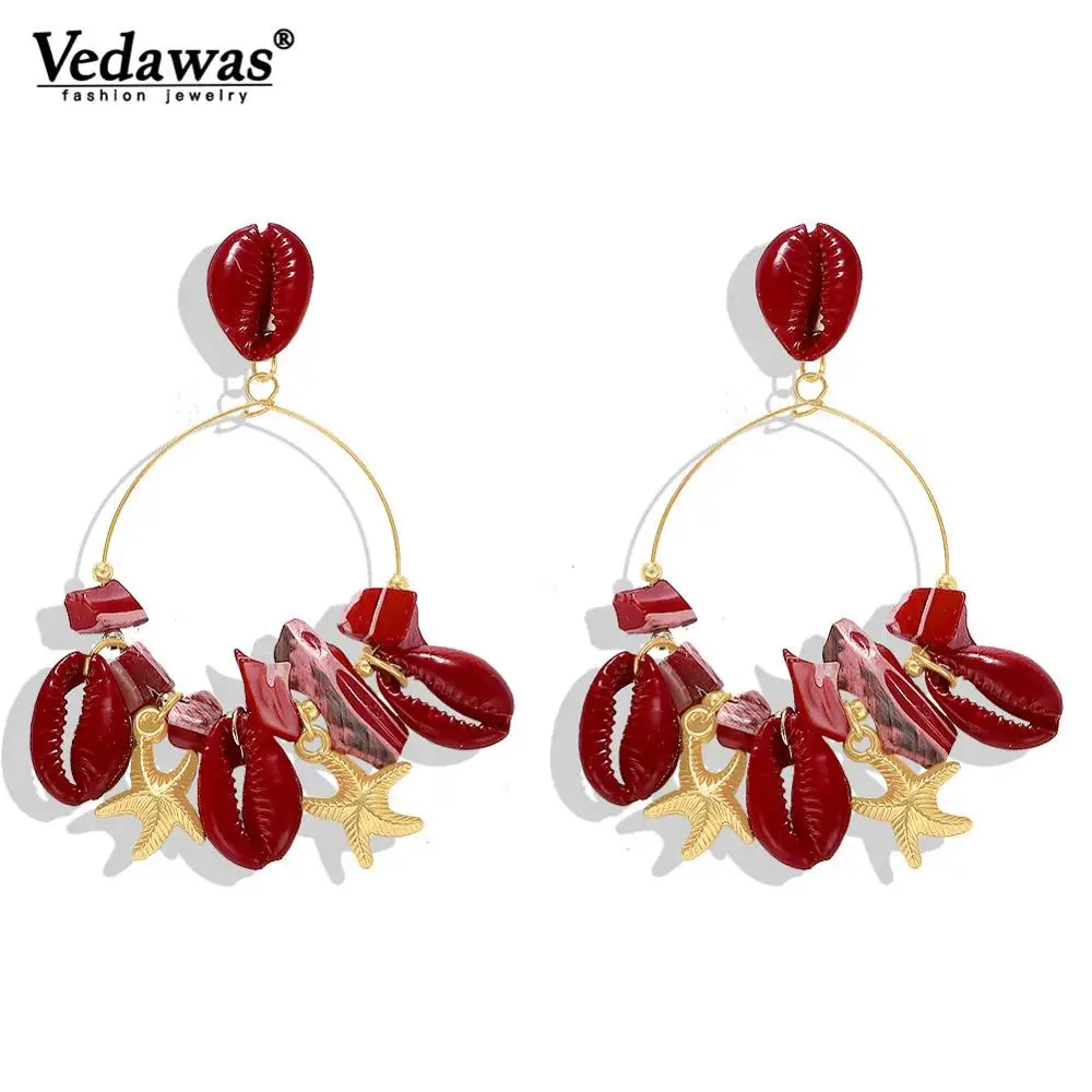 

Vedawas Trendy Drop Earrings Real Shell Statement Star Drop Earrings for Women Party Jewelry Accessories Wholesale xg3276