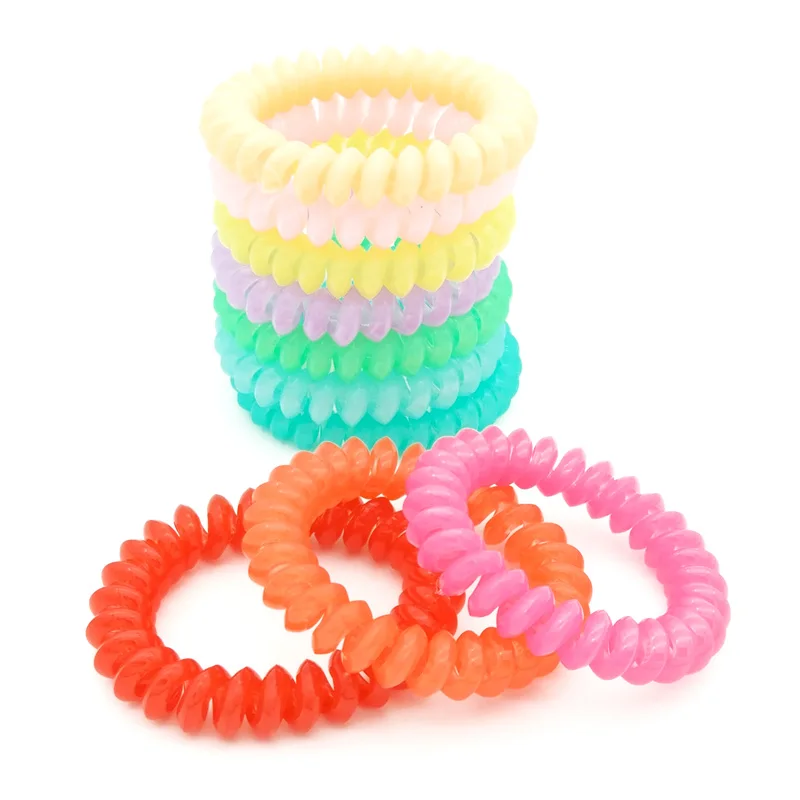 

Lot 5Pcs Size 5.5CM Candy Color Telephone Wire Hair Band Hair Rope Wholesale Hair Accessories For Women