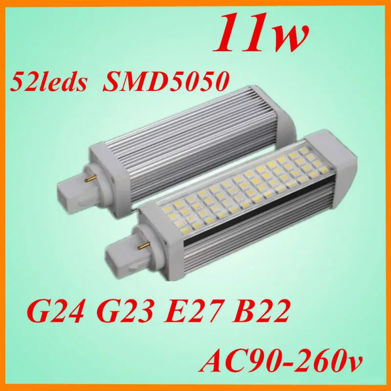 free shiping 2pcs 11w PL led G23 g24 plc light 52leds SMD5050 e27 b22 corn bulb 860lm pl lamp factory | Лампы и освещение