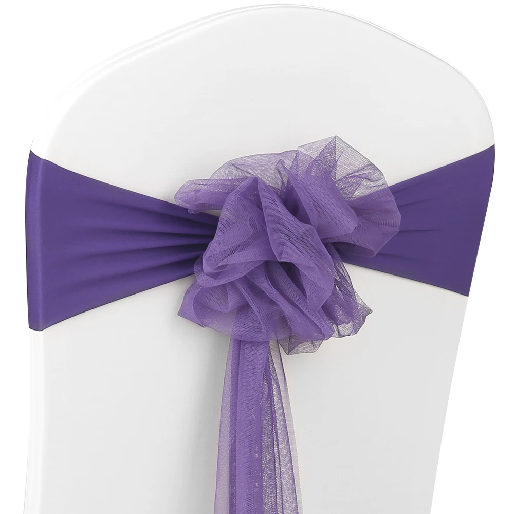 10pcs Wedding Flower Stretch Chair Band Wedding Chair Sashes Elastic