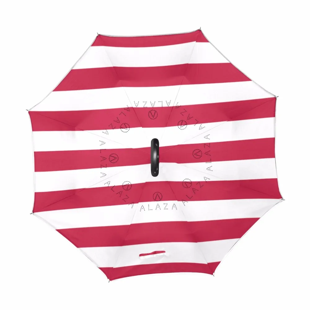 Обратный Зонт с красными и белыми полосками, двухслойный перевернутый Зонт высокого качества, модный Индивидуальный для путешествий