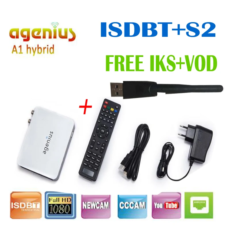 

satellite receiver Agenius A1 hybrid wtih IKS ISDB/T NEWCAM CCCAM VOD RJ45 input for south america dvb-s/s2