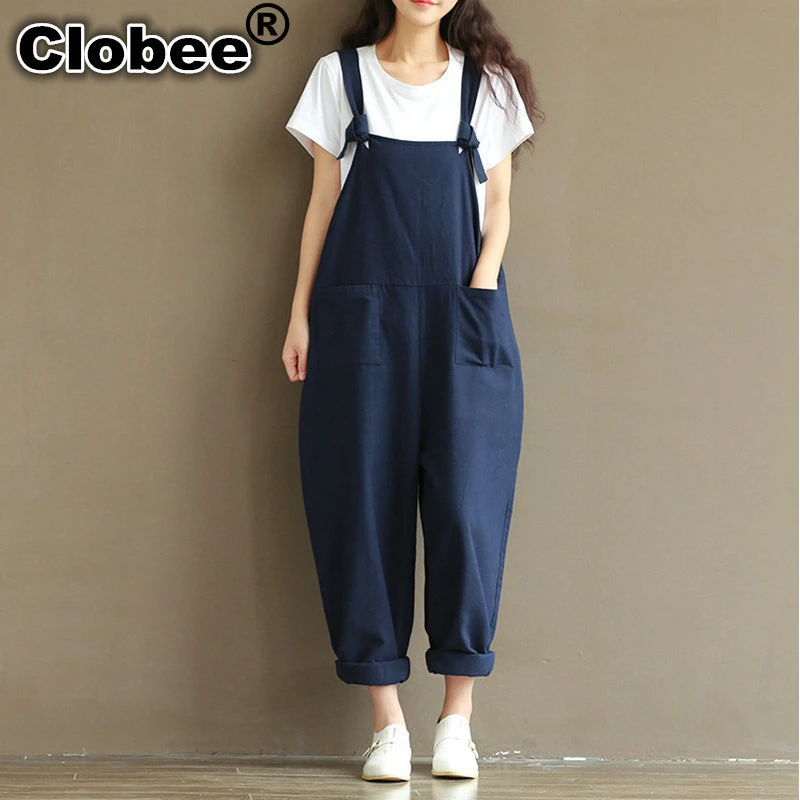 Blue linen overalls Clearance