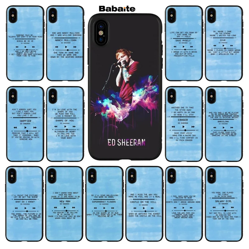 

Babaite Ed Sheeran Lyrics Pictures High Quality Phone Case for Apple iPhone 5 5S SE 6 6S 7 8 Plus X XS MAX XR Mobile Cases
