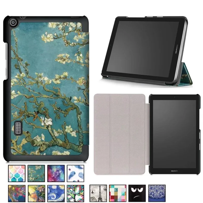 

Leather Case For Huawei Mediapad T3 7.0 Ultra thin Colorful Print Flip Cover Cases For Honor Play Pad 2 7 inch wifi BG2-W09