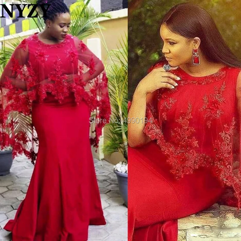 

Africa Arabic Mother Of The Bride Dresses 2019 NYZY M189 Lace Cape Sleeve Burgundy Formal Dress Party vestido mae da noiva