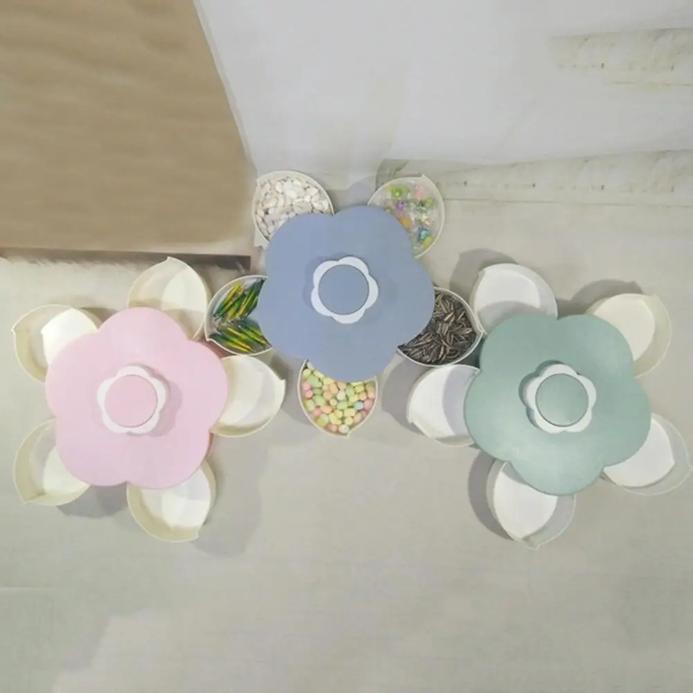 

5-Drawer Dried Fruit Nuts Sweets Snack Tray Holder Flower Shape Rotary Candy Box