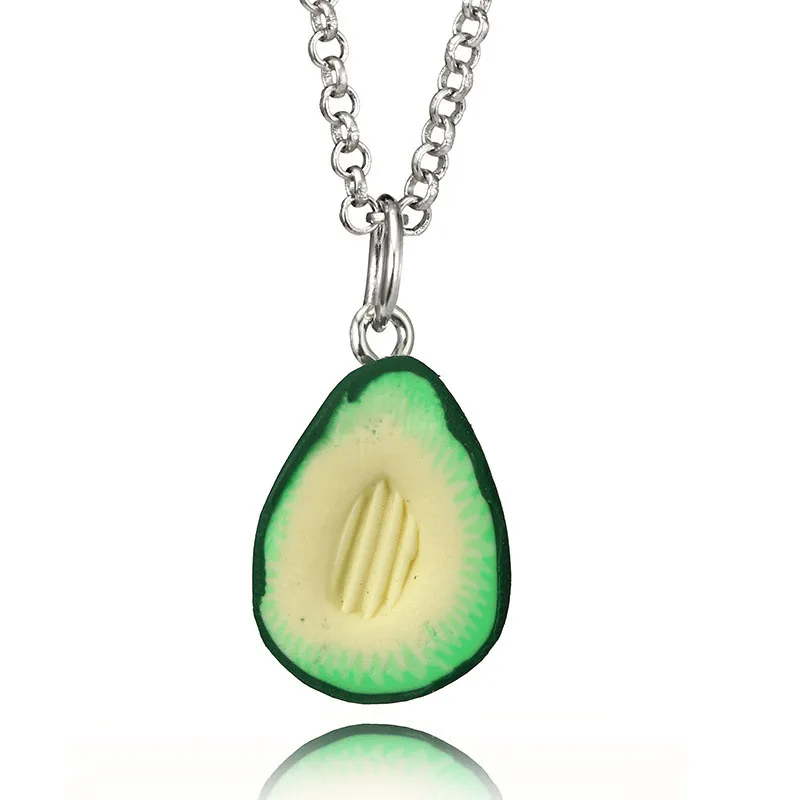 FUNIQUE зеленый кулон в виде ягоды ожерелье s женский авокадо сердце длинная Очаровательная цепочка ожерелье для женщин вечерние ювелирные изделия аксессуары - Окраска металла: oval 2