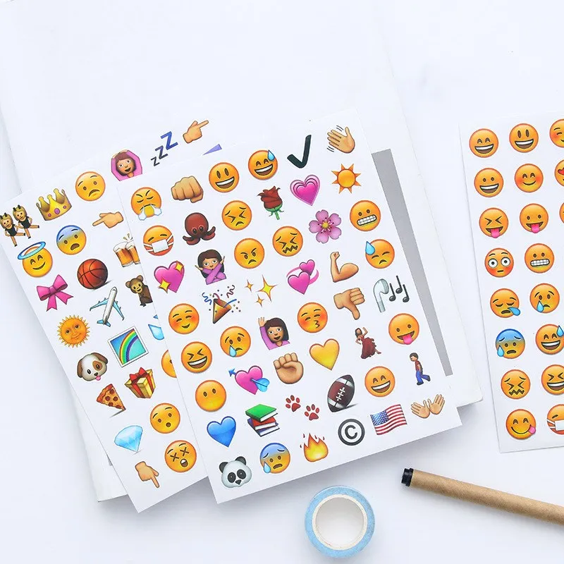 

4 Pcs/pack Creative Cute Emoticons Smiling Face Paper Sticker Expression Stationery Sticker Kawaii Cartoon Sticker for Student
