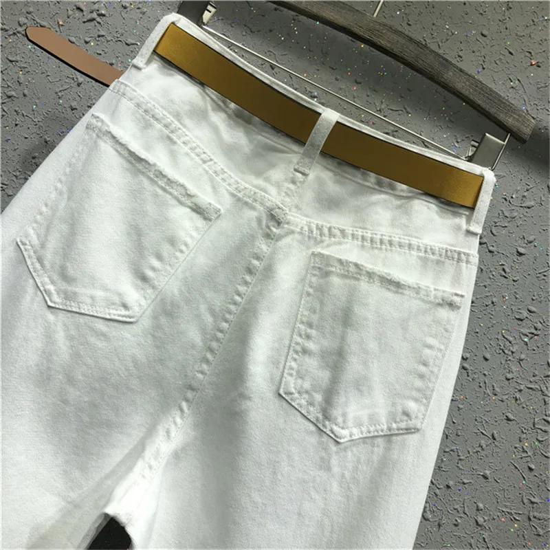 Повседневные белые джинсы женские летние рваные женские джинсы Mujer джинсовые шаровары женские свободные женские джинсы Femme C5499