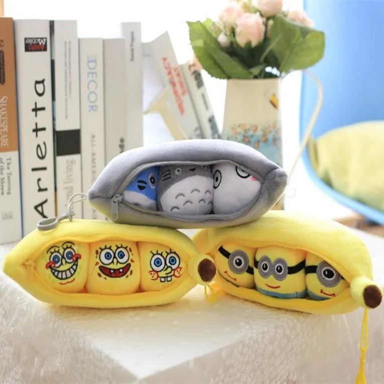 

Kawaii Soft Children Toys Plush Dolls Cartoon Bean Plants & Fruits Banana yellow man Kumamon Totoro Pea pod 25CM